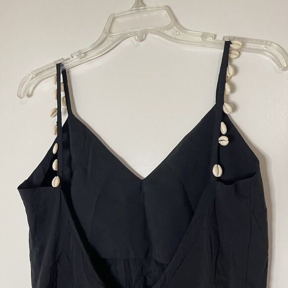 ZARA BLACK CAMISOLE TANK MINI DRESS WITH BEADED SEASHELLS REF.3564/156 - Picture 4 of 5